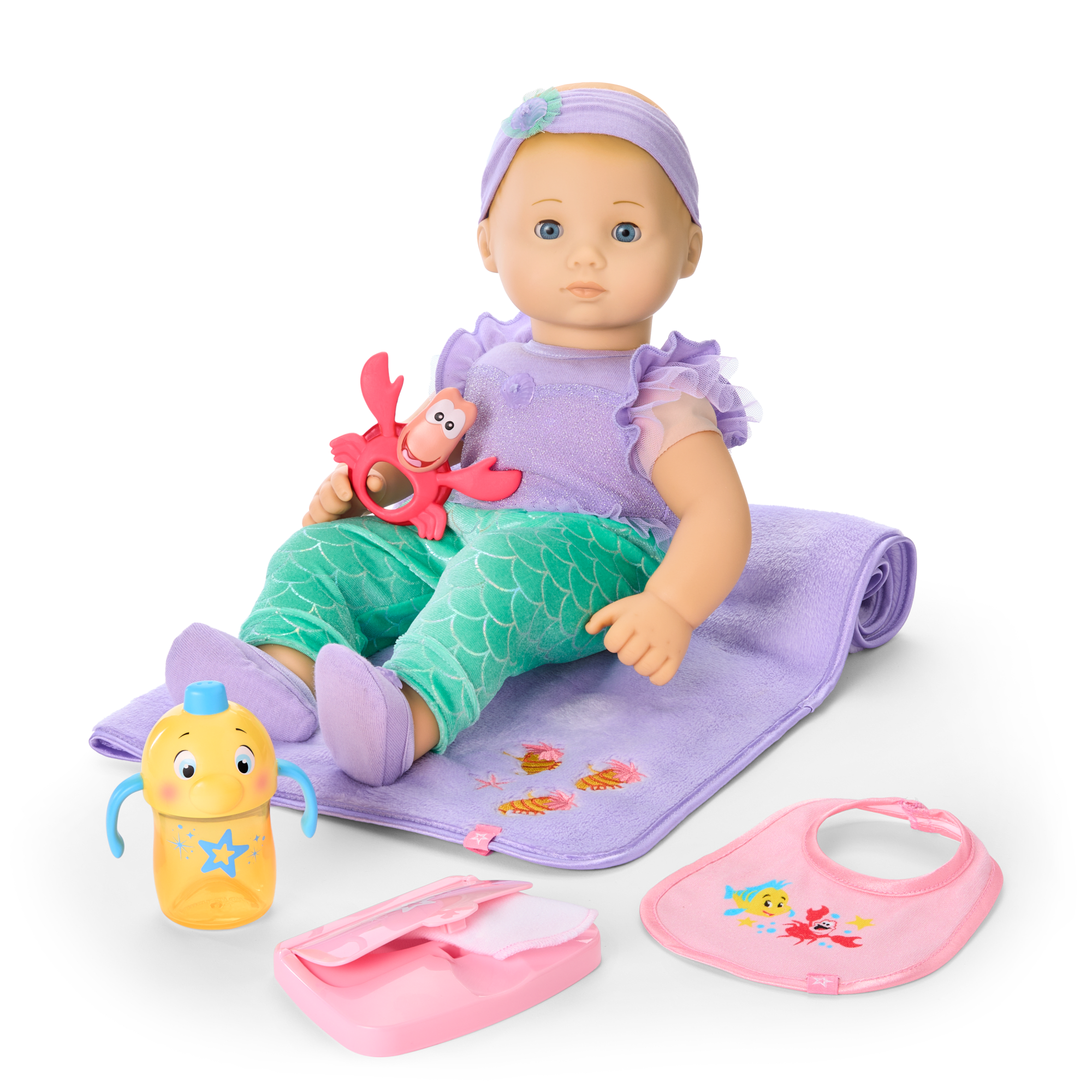 Disney Princess Ariel Cuddle & Care Set With Bitty Baby Doll By American Girl