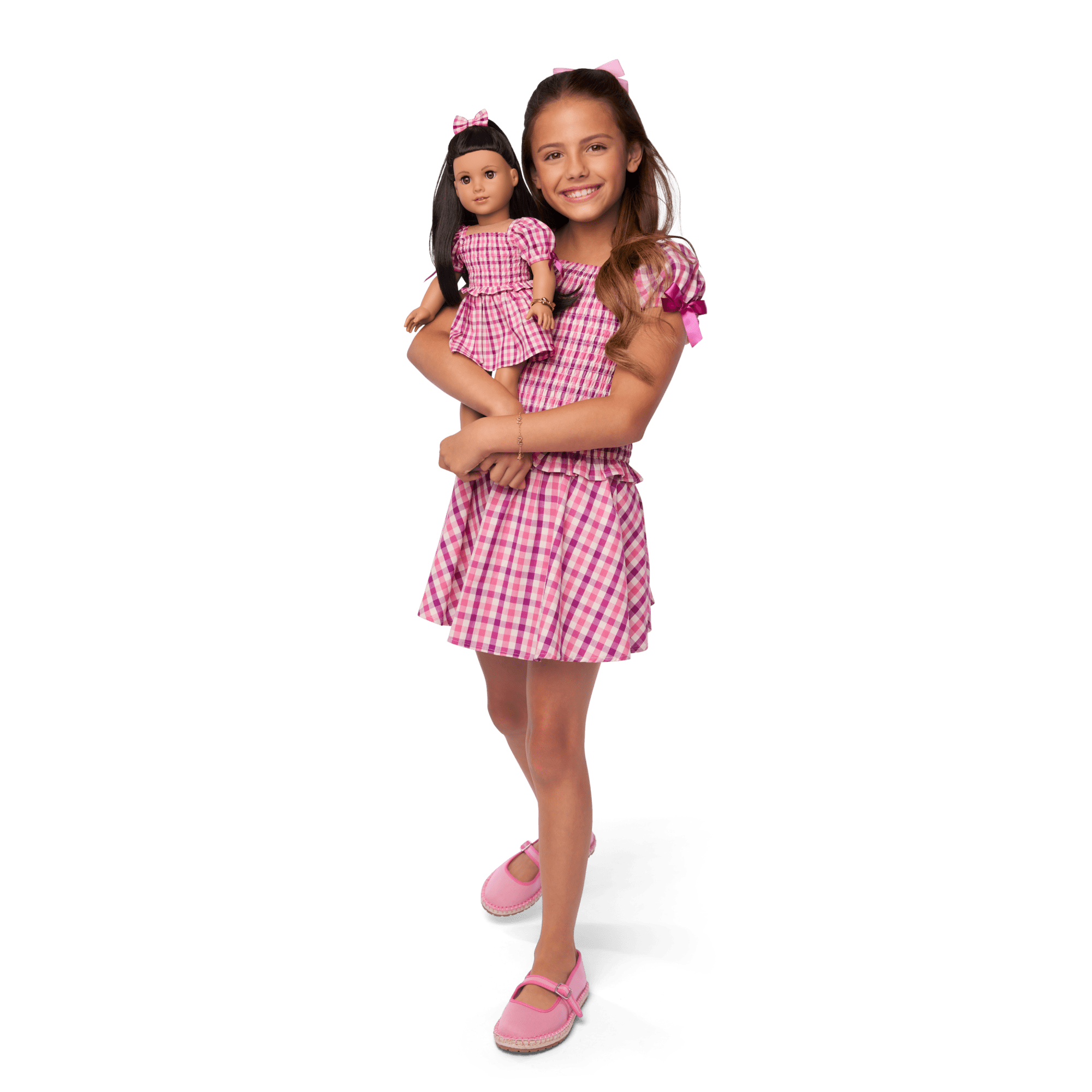 Raquel's Gingham Ruffle Outfit For Girls & 18-Inch Dolls + Raquel Doll (Girl Of The Year 2026)