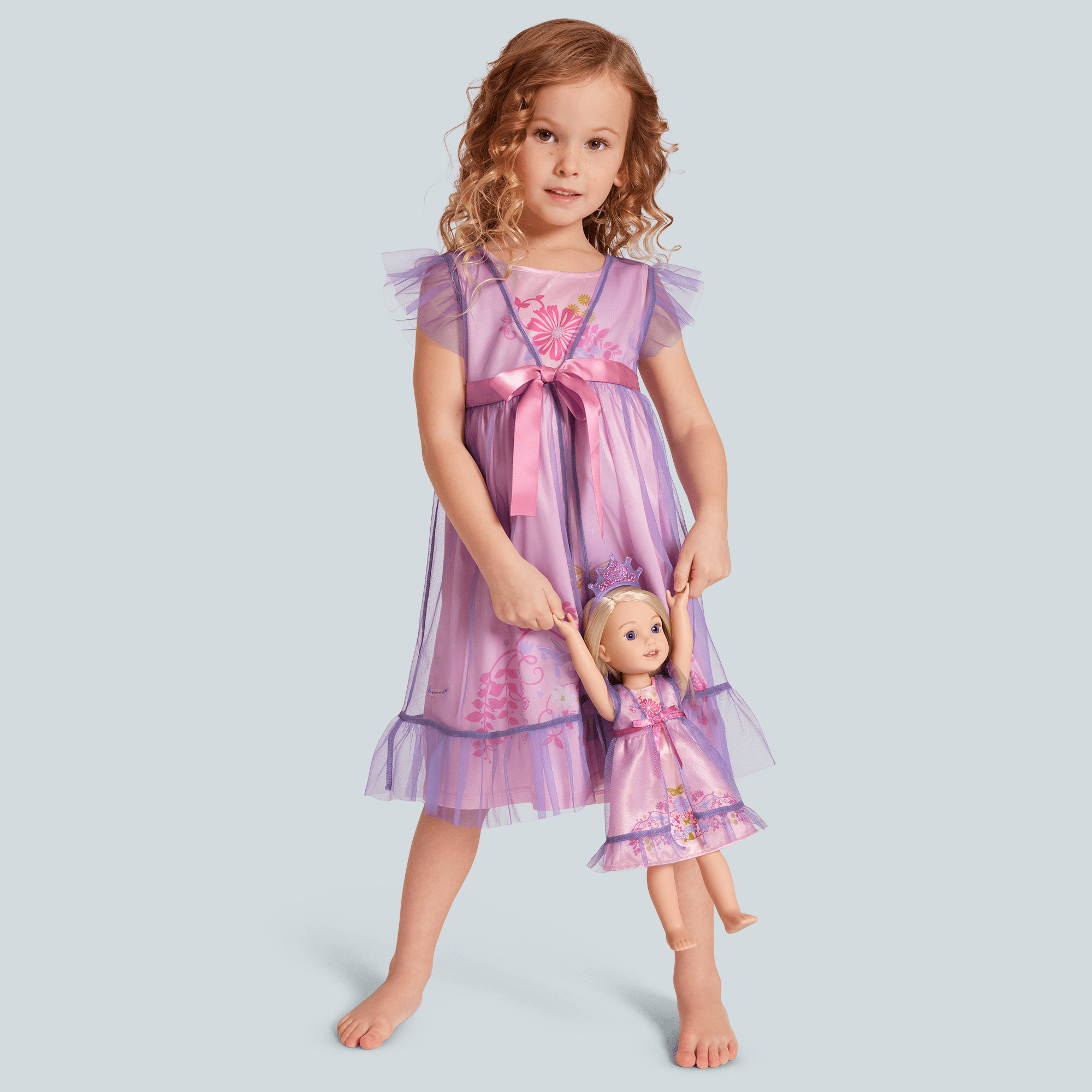Royal Ruffles Nightie And Robe For Little Girls & Welliewishers Dolls - Image 2