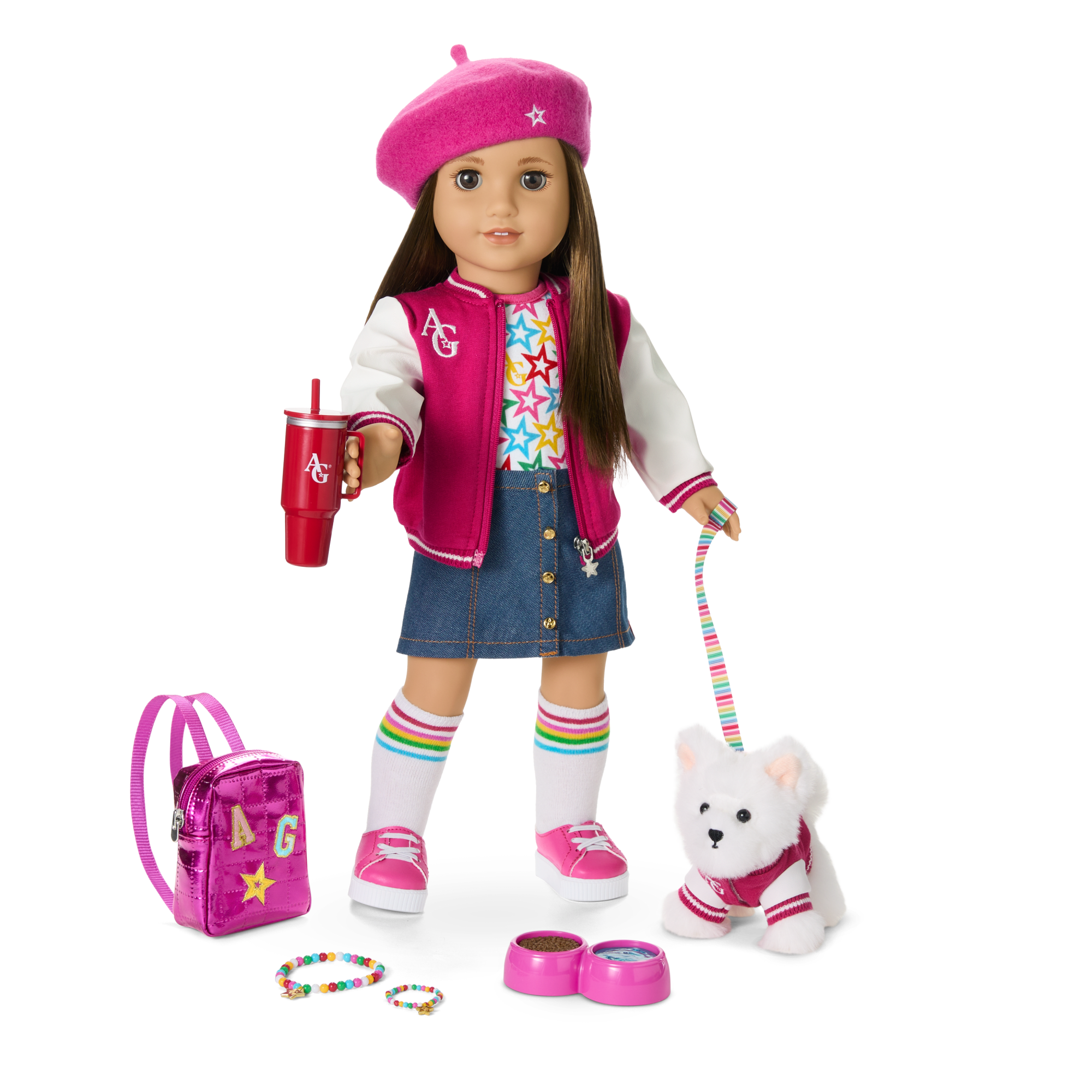 Truly Me 18-Inch Doll #107, Puppy, Mini Backpack & Accessories Ag Star Squad Bundle